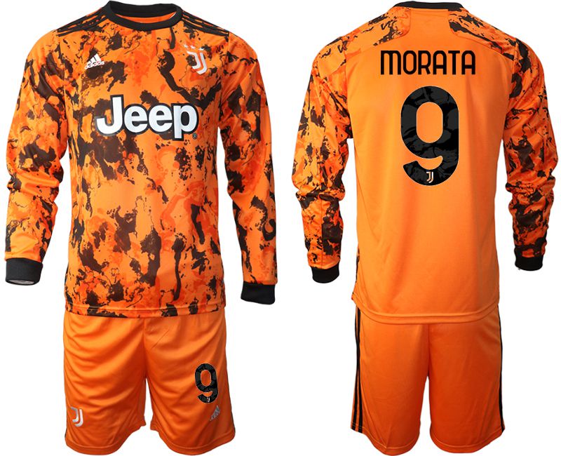 Men 2020-2021 club Juventus away long sleeves #9 orange Soccer Jerseys->customized soccer jersey->Custom Jersey